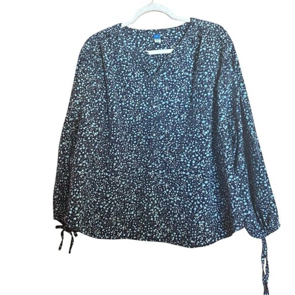 Old Navy Top Womens 2X Multicolor Floral Print Corduroy Popover Blouse - Picture 1 of 8